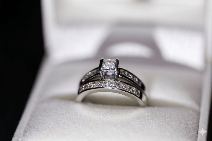 18kt White Gold Diamond Bridal Set Rings Michael Hill 6 RARE 18kt White Gold Princess Diamond Bridal Set Luxury Michael Hill Design Engagement & Wedding Ladies Ring