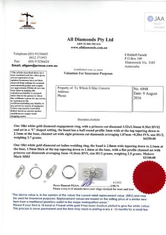 18kt White Gold Diamond Bridal Set Rings Michael Hill 8 RARE 18kt White Gold Princess Diamond Bridal Set Luxury Michael Hill Design Engagement & Wedding Ladies Ring